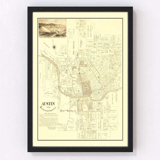 Vintage Map of Austin, Texas 1891