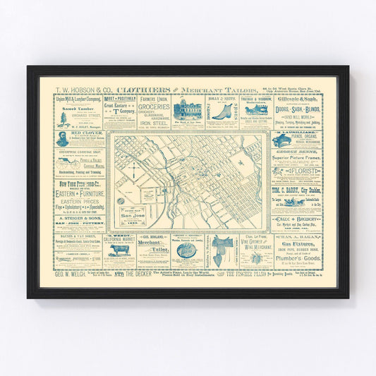 Vintage Map of San Jose, California 1886