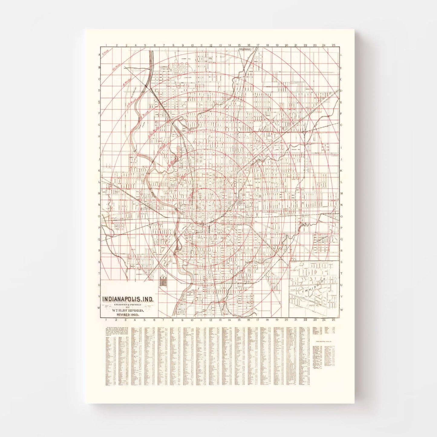 Vintage Map of Indianapolis, Indiana 1903
