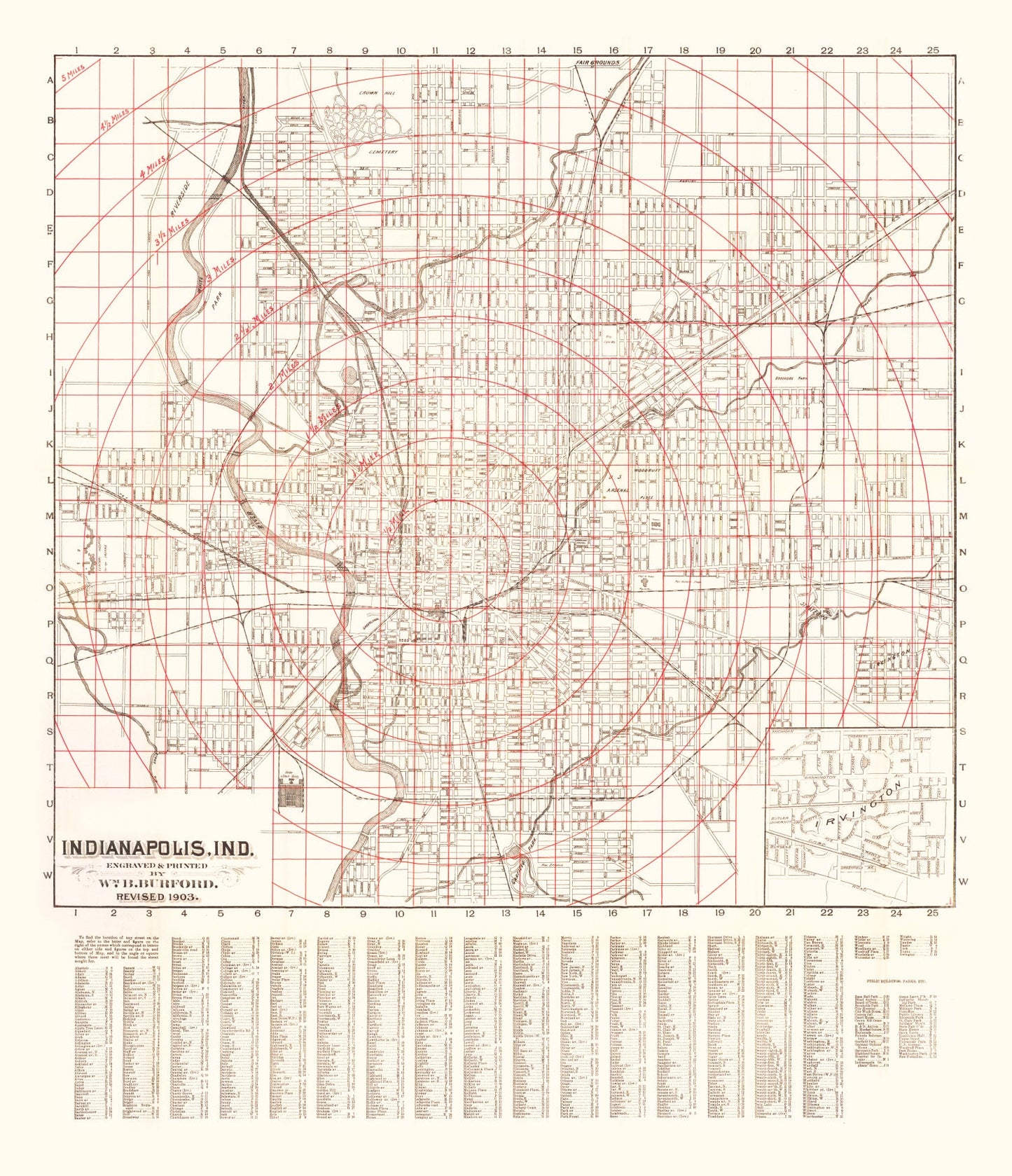Vintage Map of Indianapolis, Indiana 1903