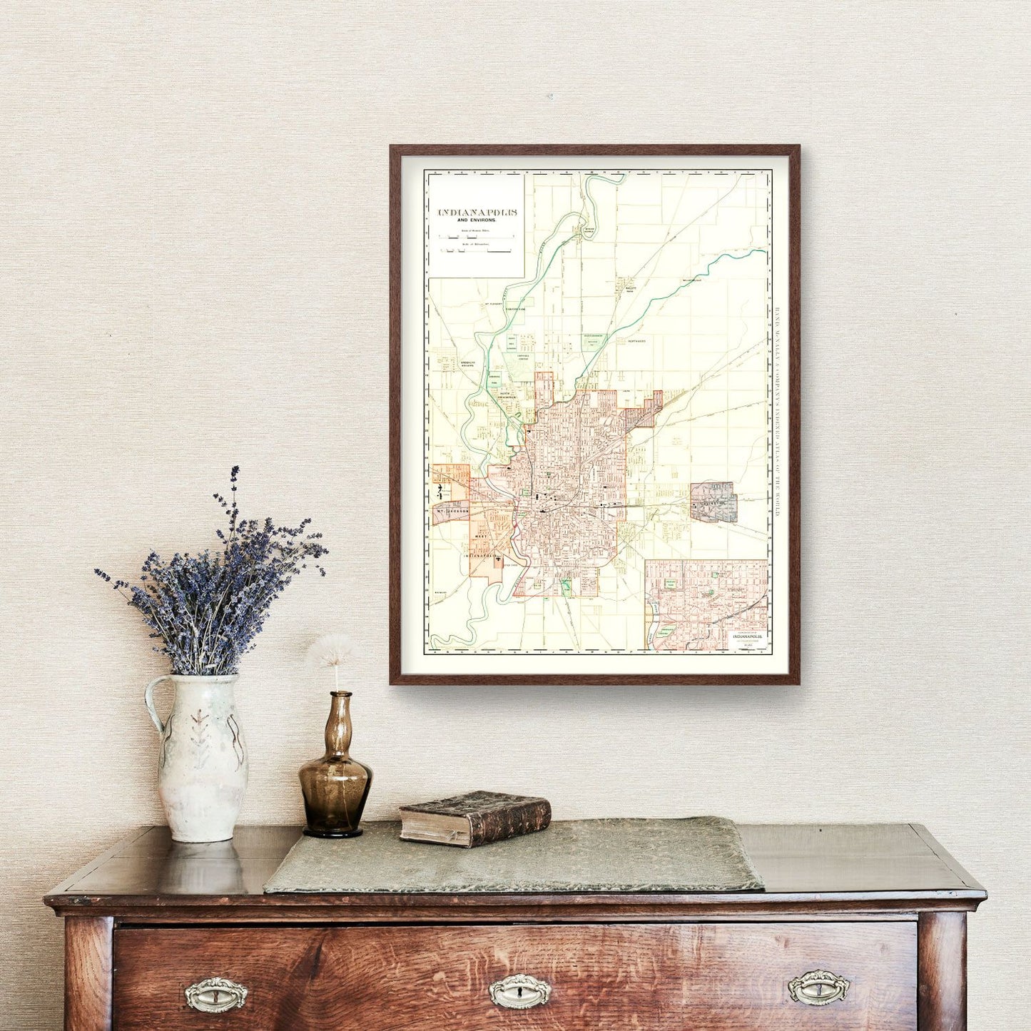 Vintage Map of Indianapolis, Indiana 1899