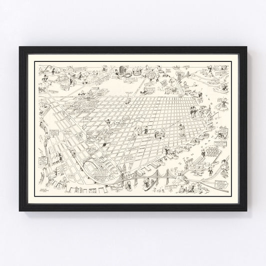 Vintage Map of San Francisco, California 1945