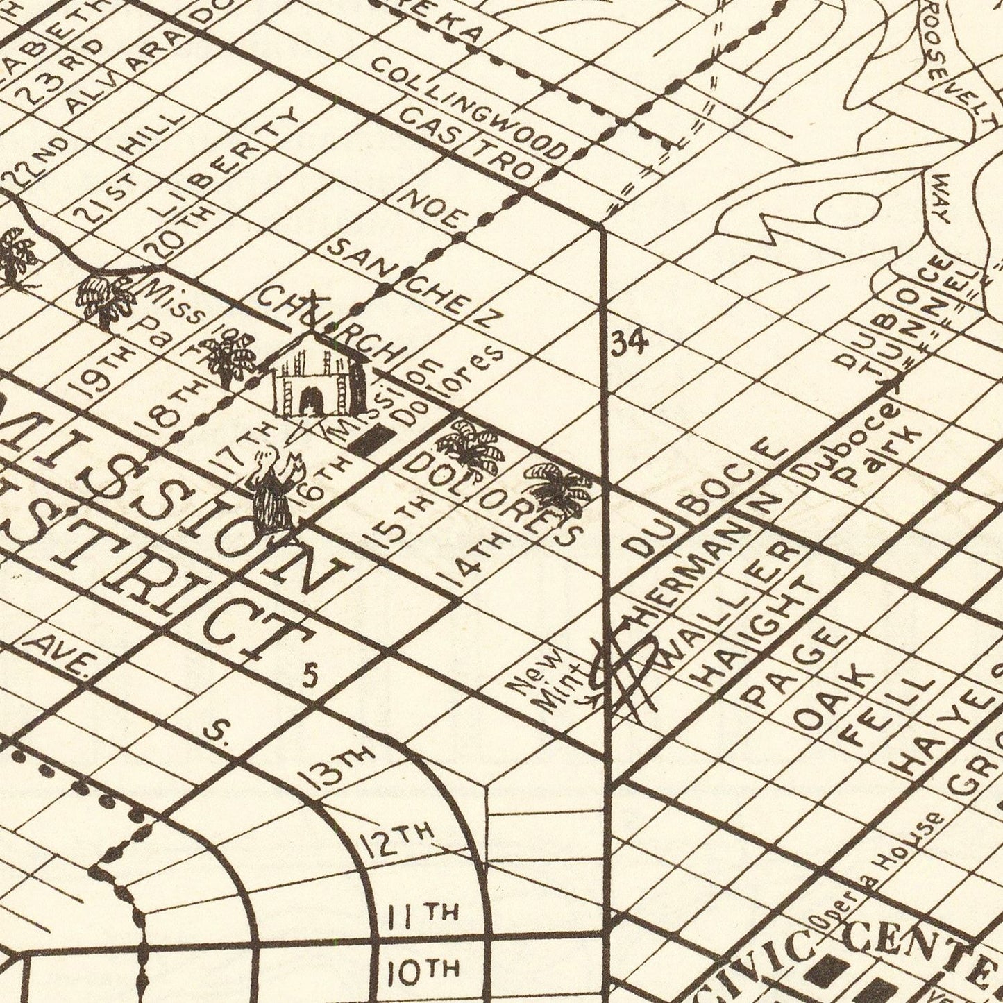 Vintage Map of San Francisco, California 1939