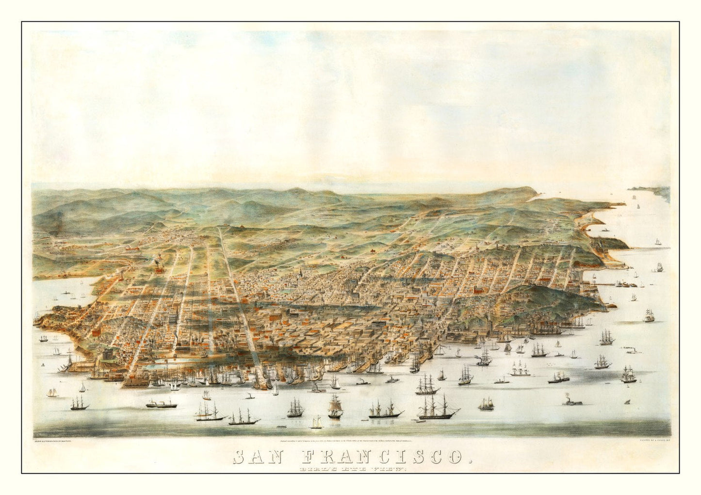 Vintage Map of San Francisco, California 1864