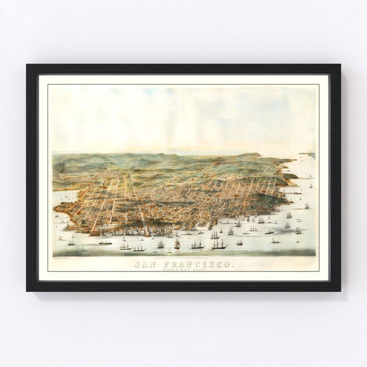 Vintage Map of San Francisco, California 1864