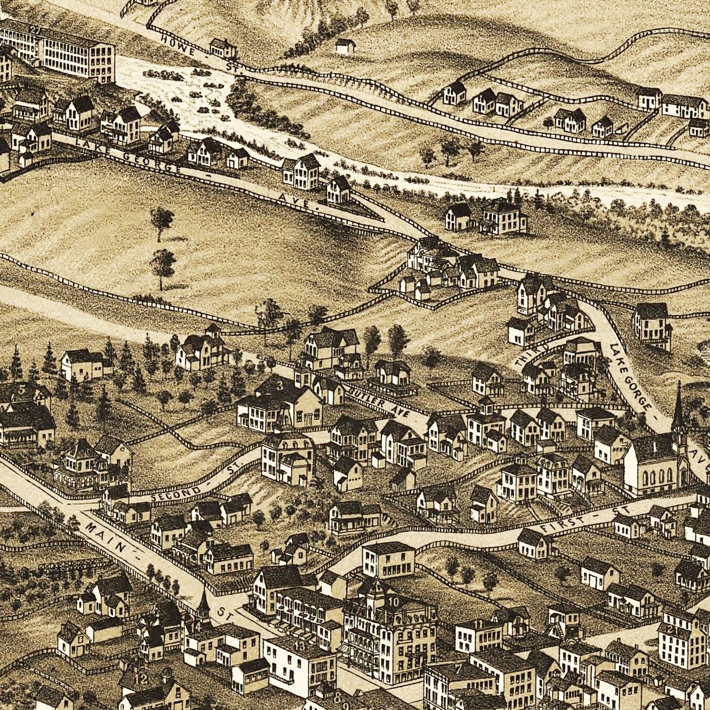 Vintage Map of Ticonderoga, New York 1884