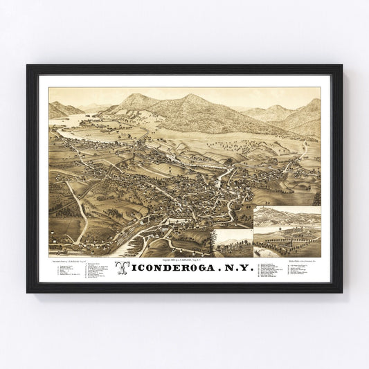 Vintage Map of Ticonderoga, New York 1884