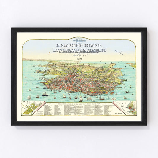 Vintage Map of San Francisco, California 1875