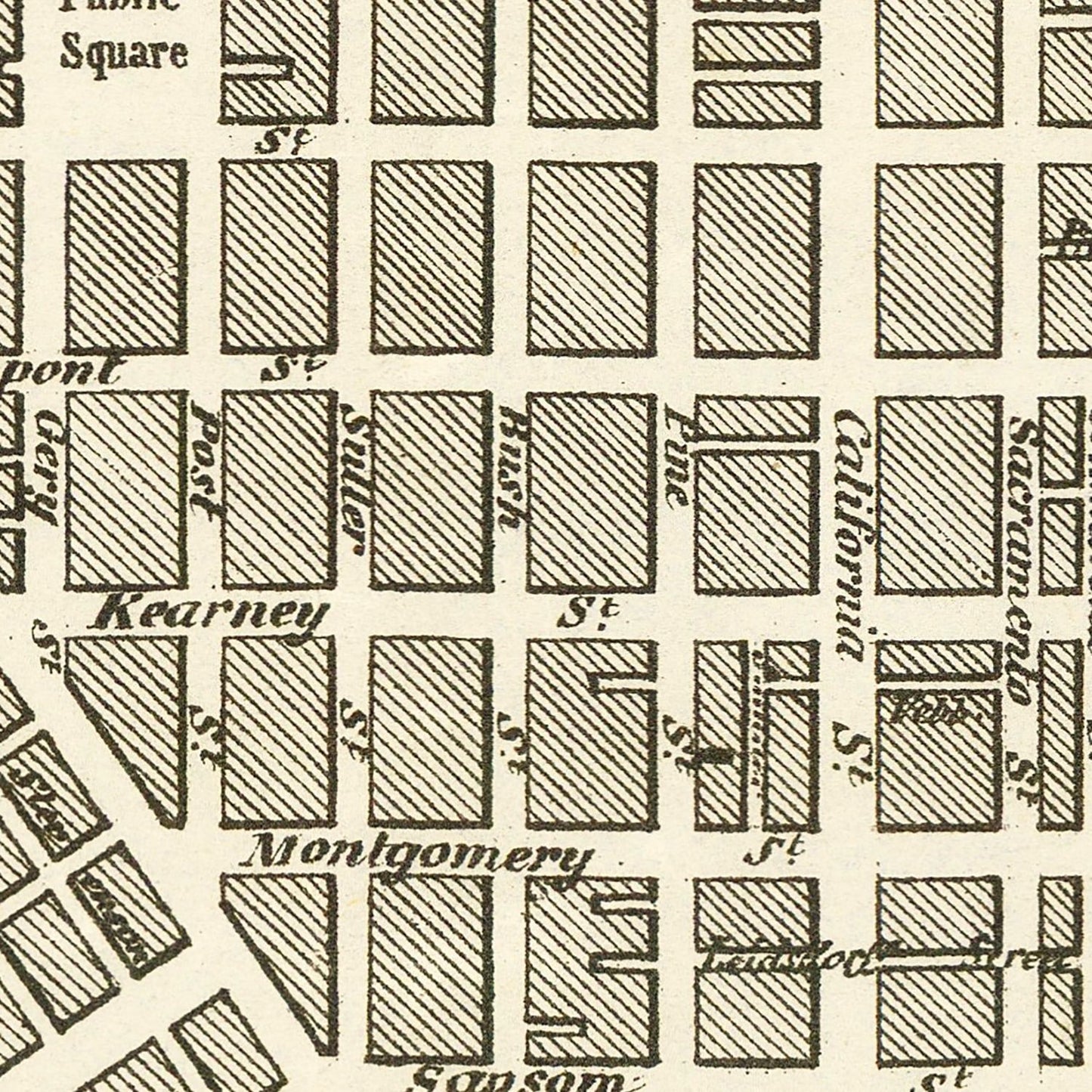Vintage Map of San Francisco, California 1852