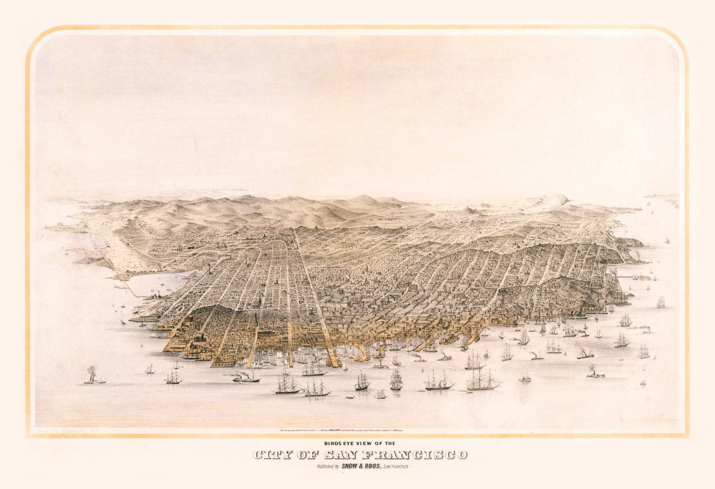 Vintage Map of San Francisco, California 1868