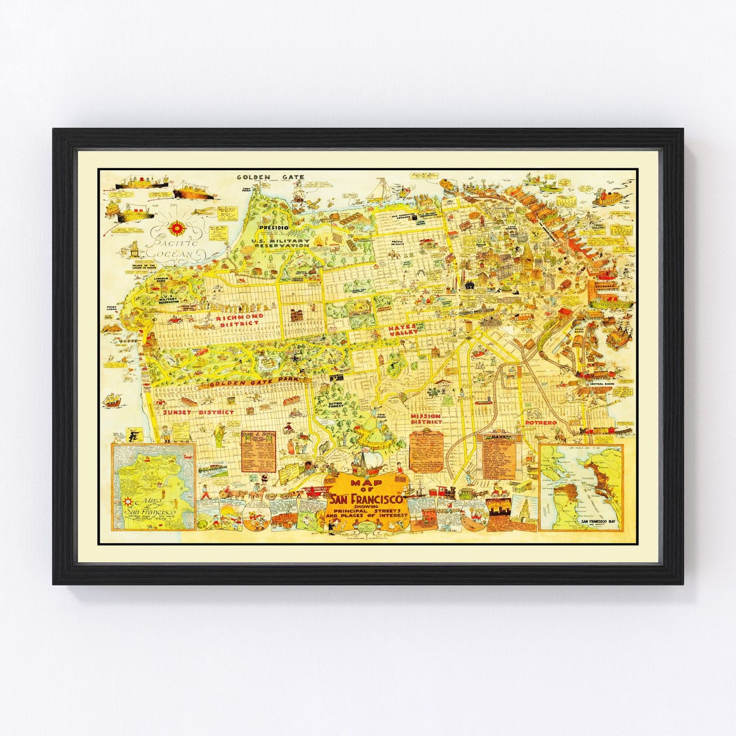 Vintage Map of San Francisco, California 1927