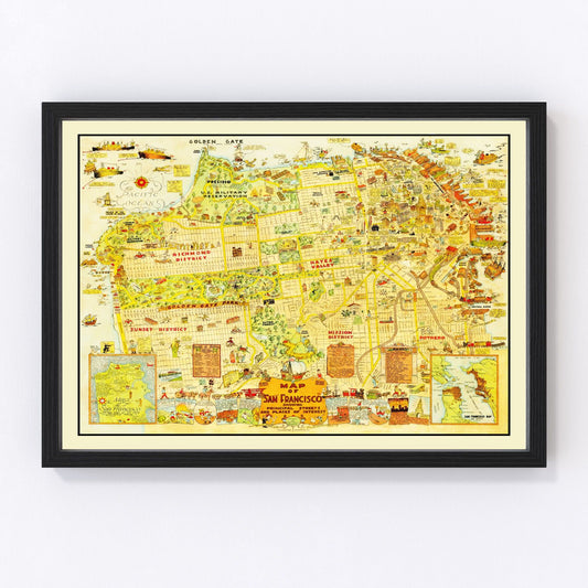 Vintage Map of San Francisco, California 1927
