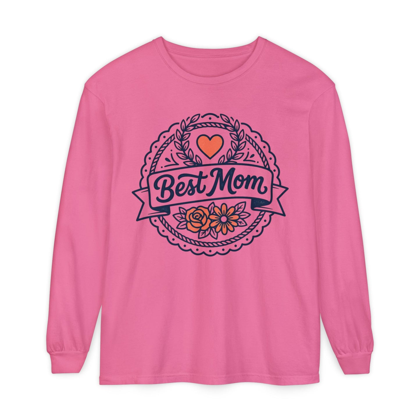 Best Mom Long Sleeve T-Shirt — Floral Heart Mother's Day Tee