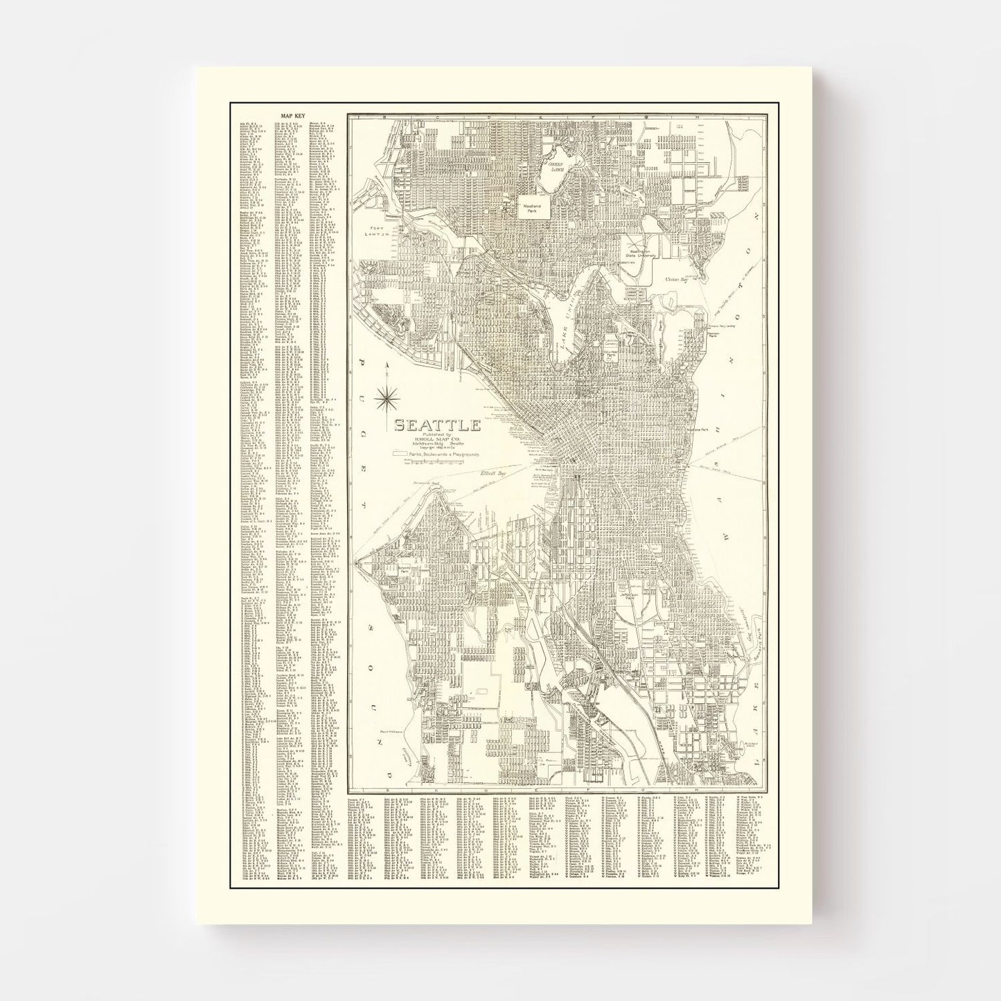 Vintage Map of Seattle, Washington 1920