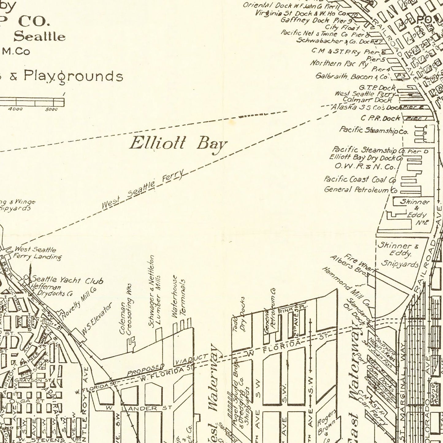 Vintage Map of Seattle, Washington 1920