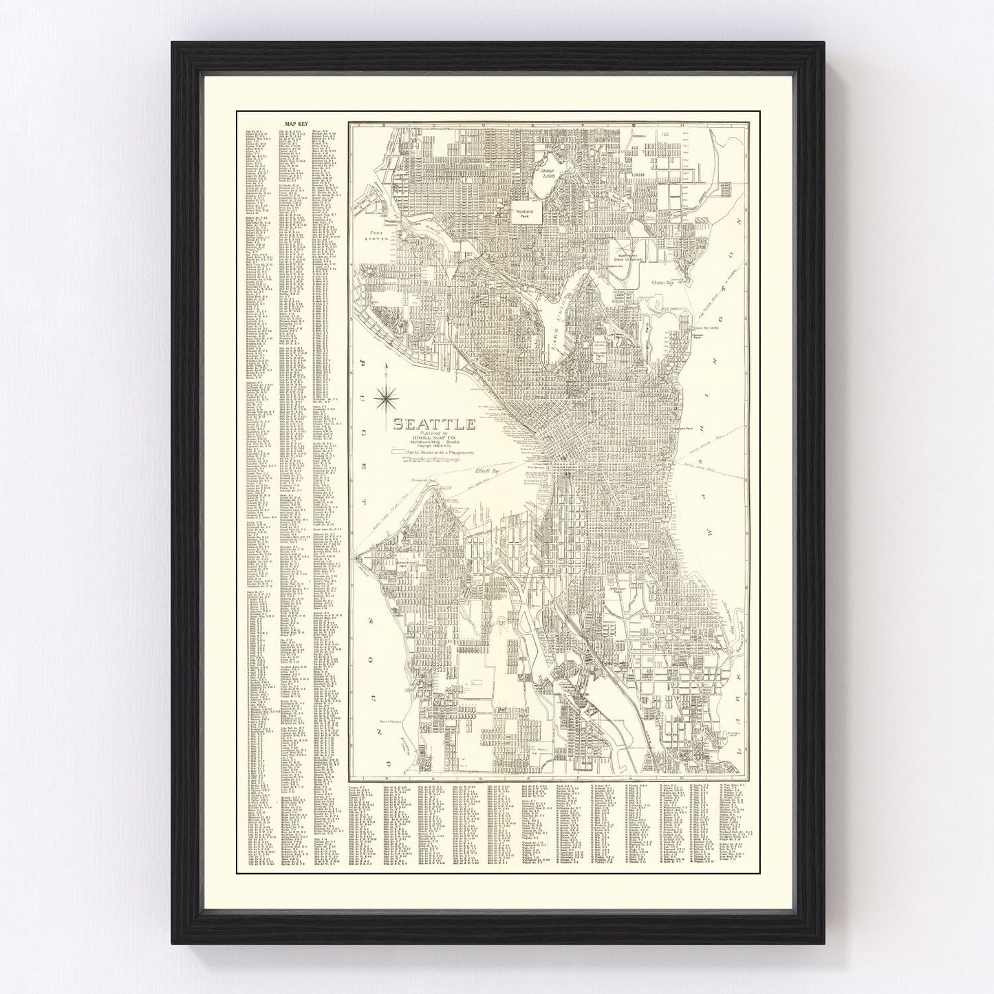 Vintage Map of Seattle, Washington 1920