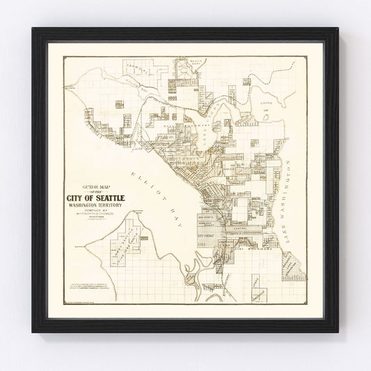 Vintage Map of Seattle, Washington 1887