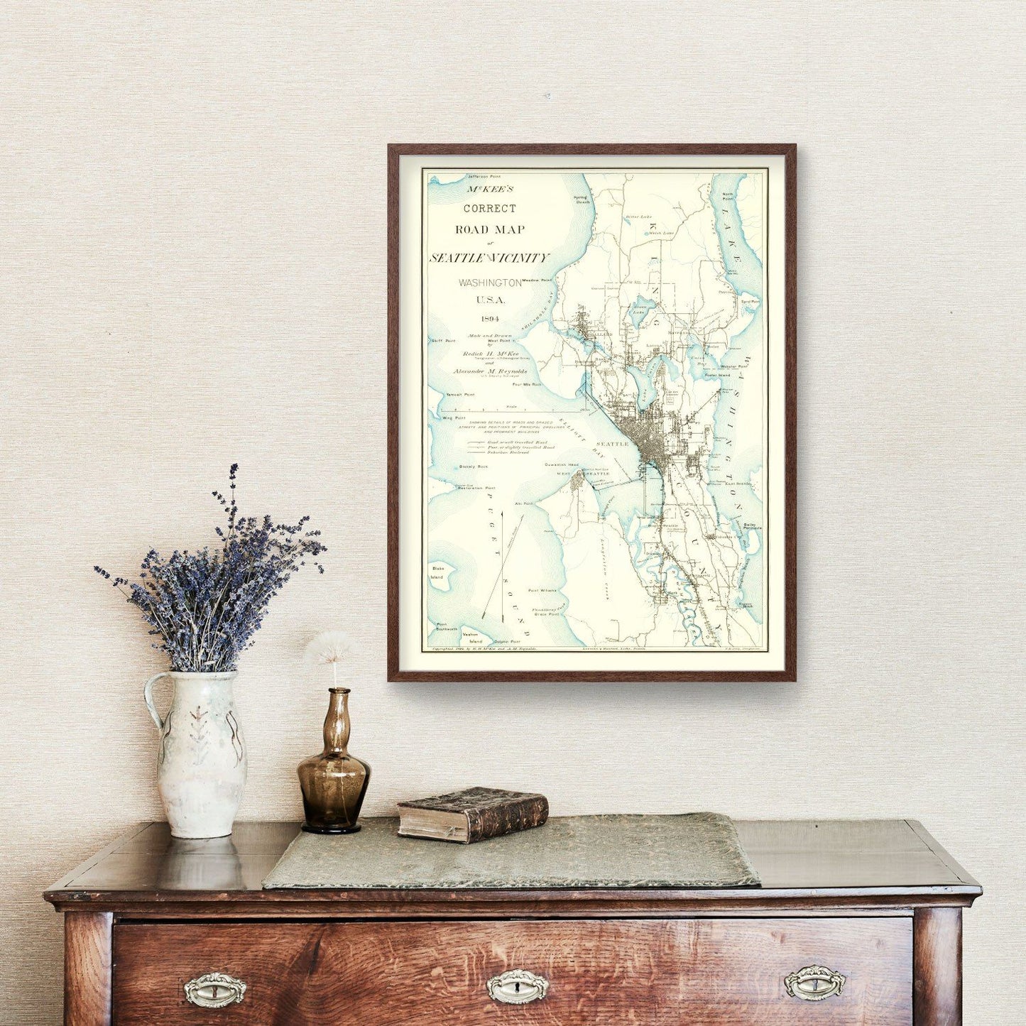 Vintage Map of Seattle, Washington 1894