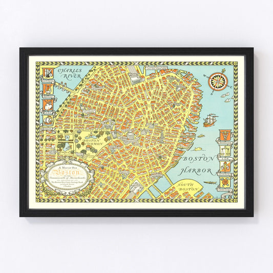 Vintage Map of Boston, Massachusetts 1929