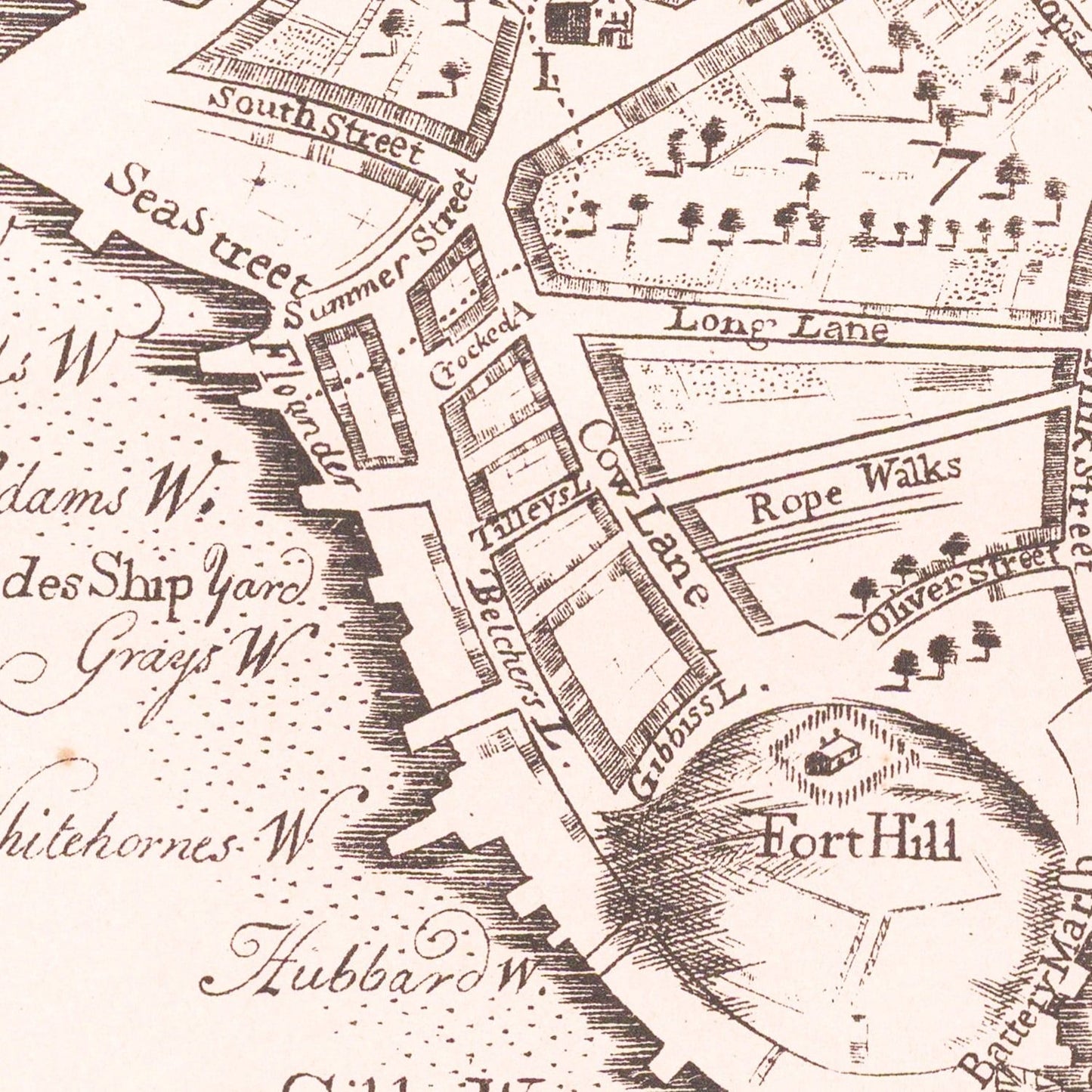 Vintage Map of Boston, Massachusetts 1728