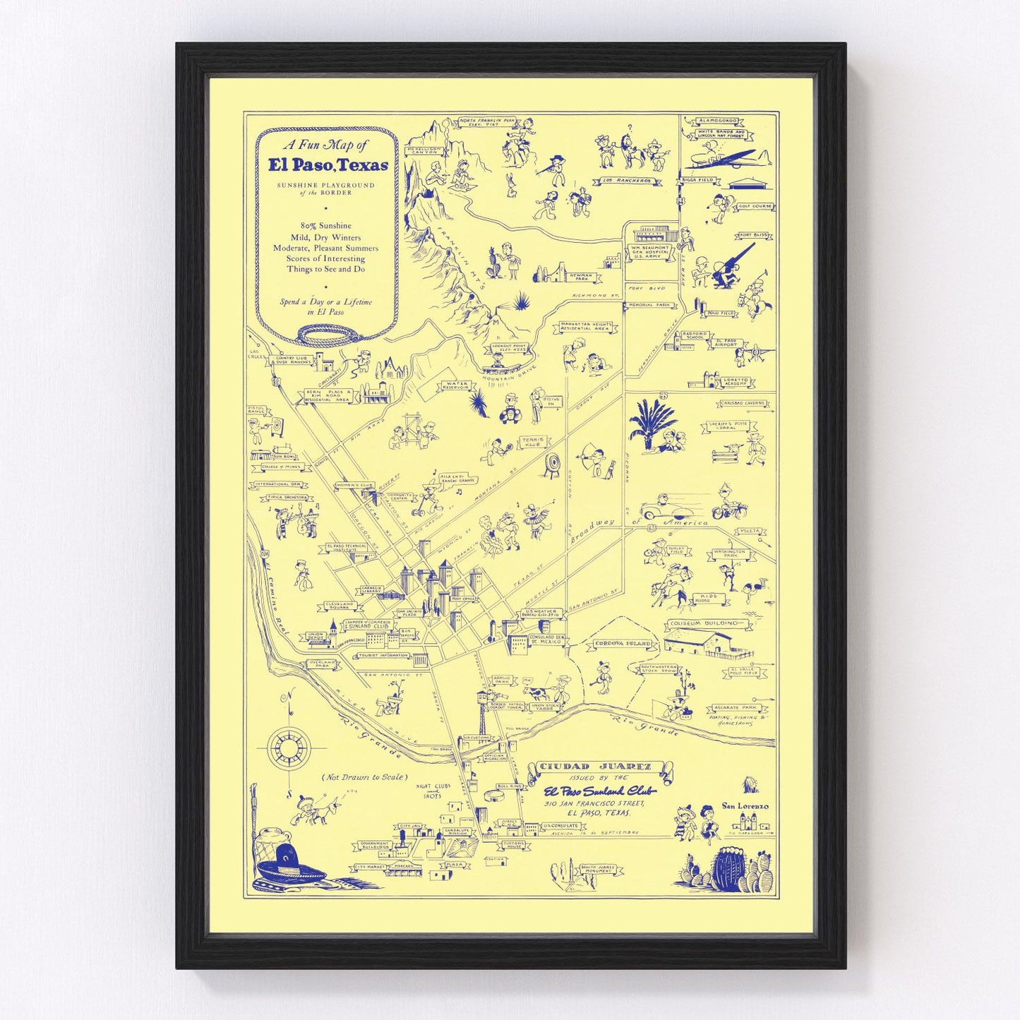 Vintage Map of El Paso, Texas 1945