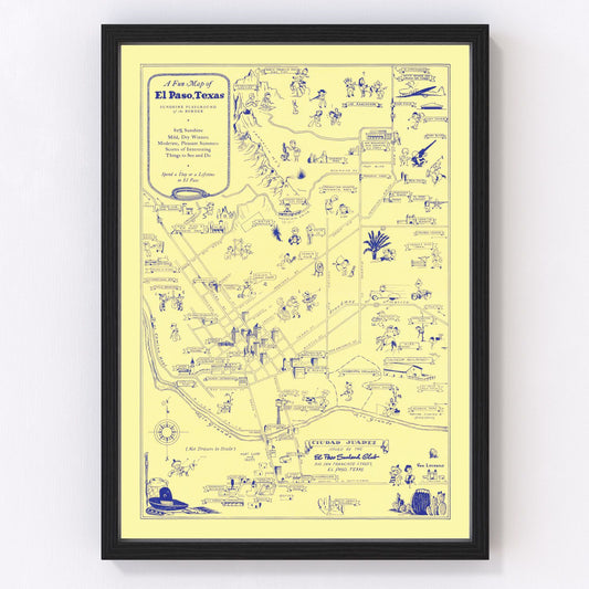 Vintage Map of El Paso, Texas 1945