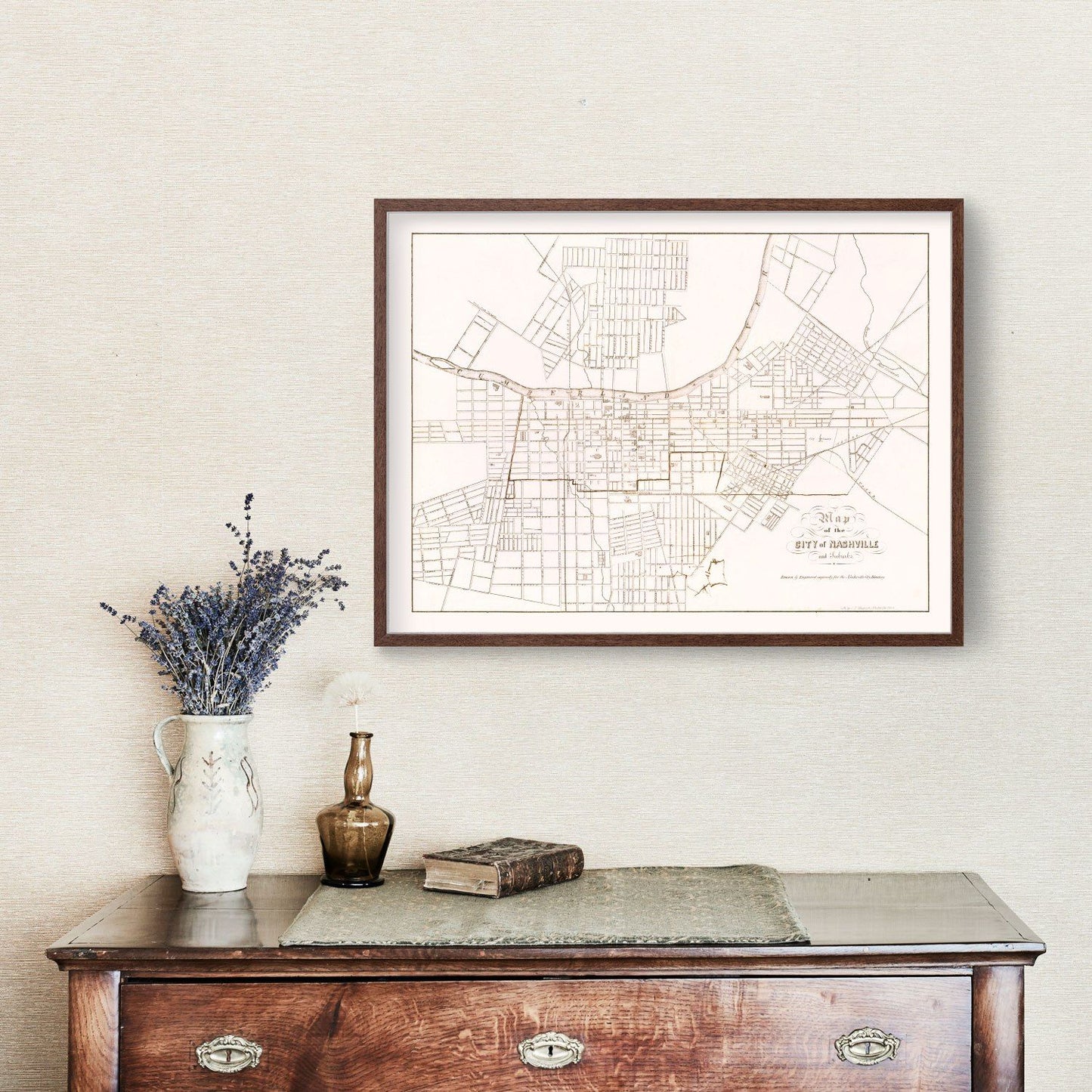 Vintage Map of Nashville, Tennessee 1860