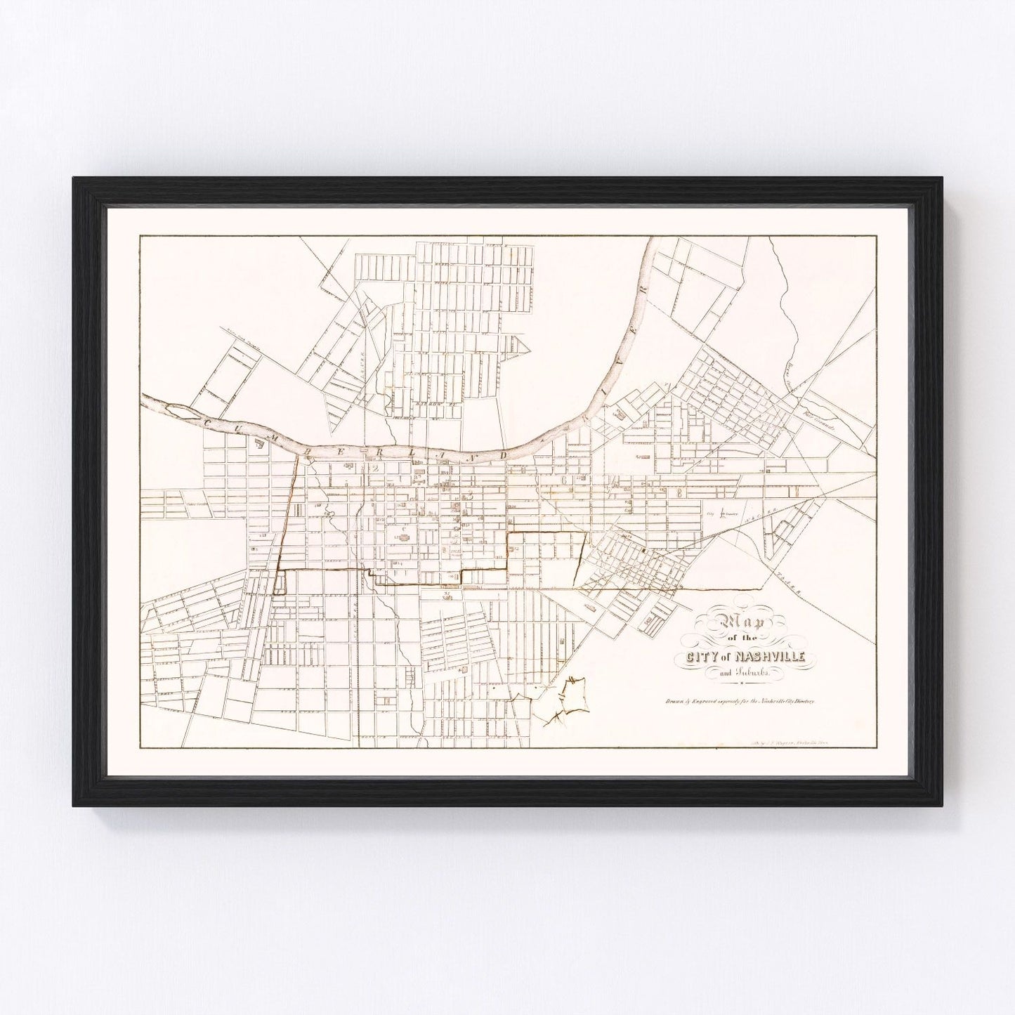 Vintage Map of Nashville, Tennessee 1860