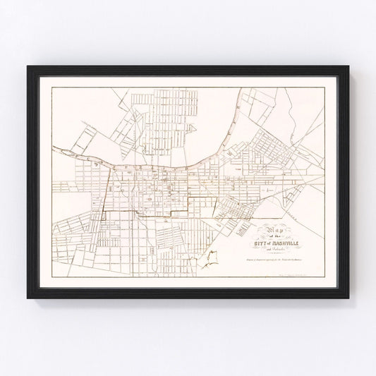 Vintage Map of Nashville, Tennessee 1860