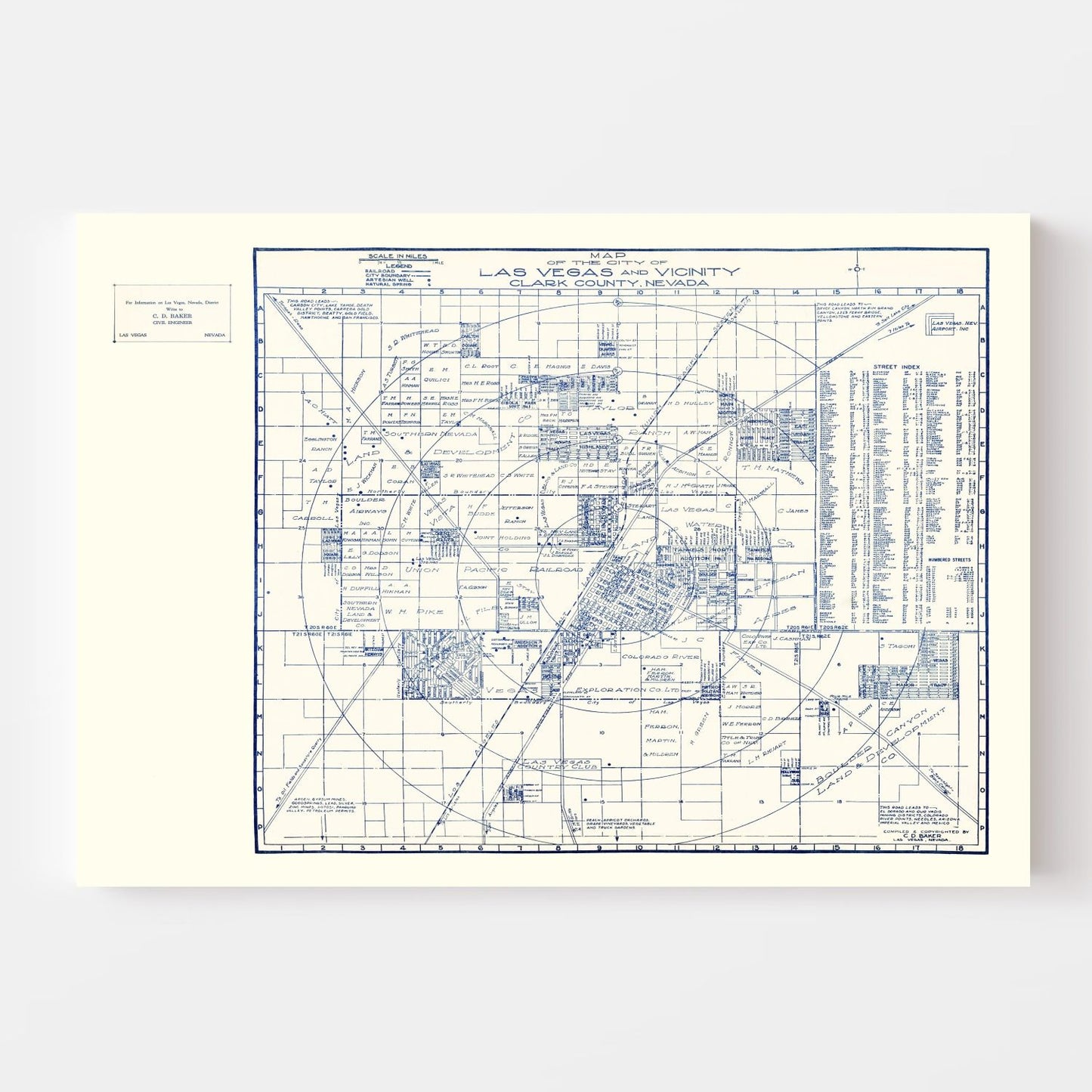Vintage Map of Las Vegas, Nevada 1920