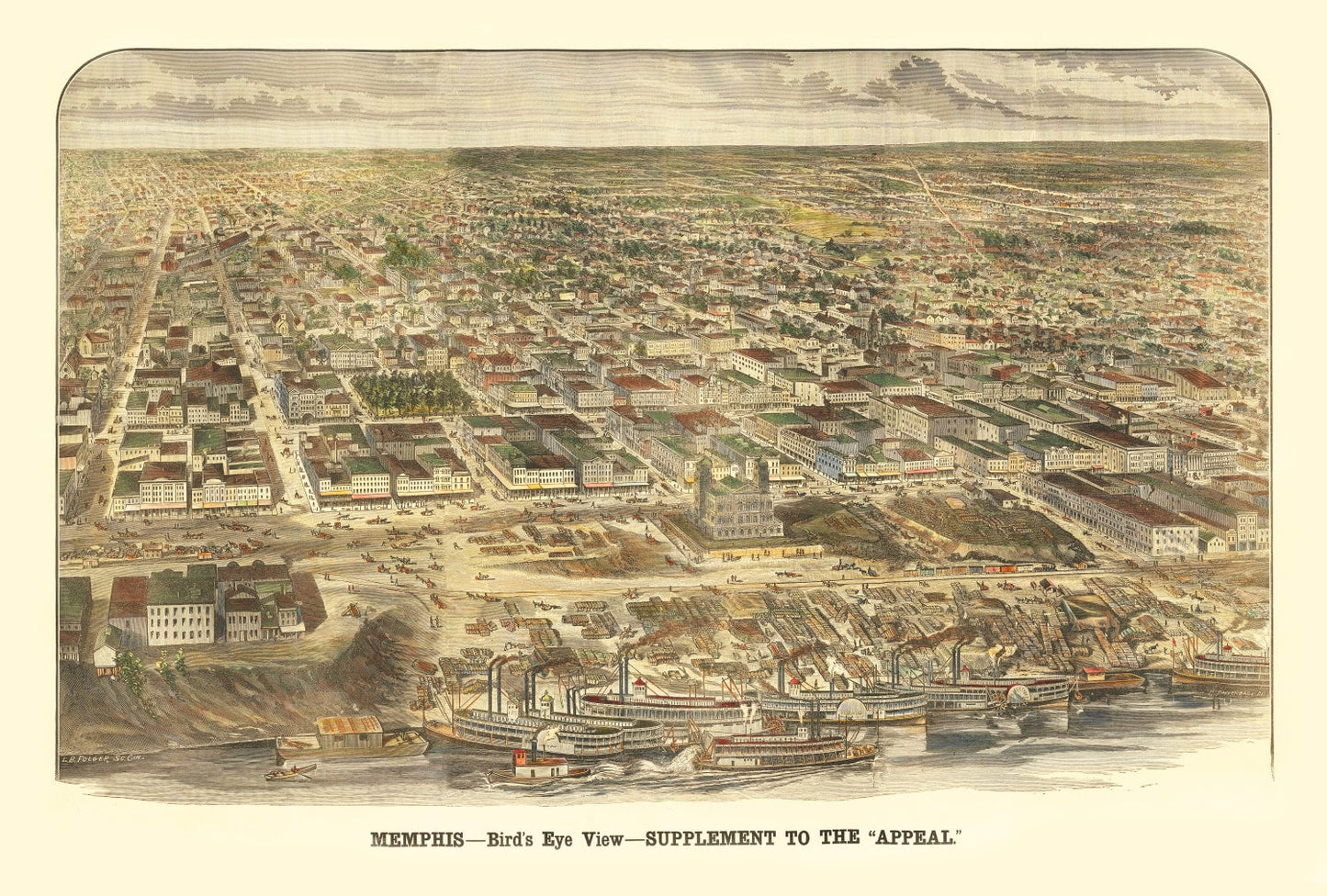 Vintage Map of Memphis, Tennessee 1885