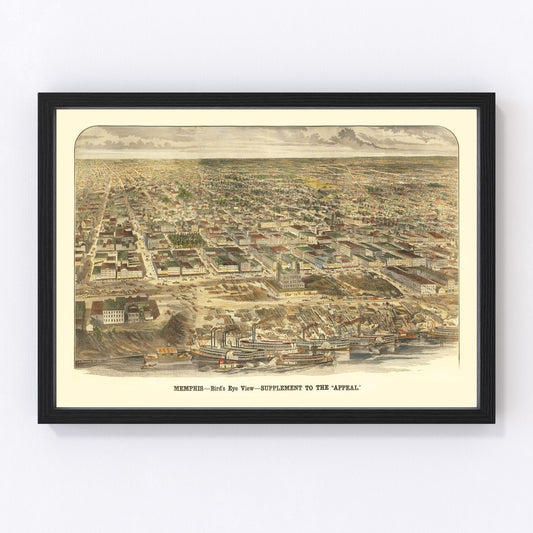 Vintage Map of Memphis, Tennessee 1885