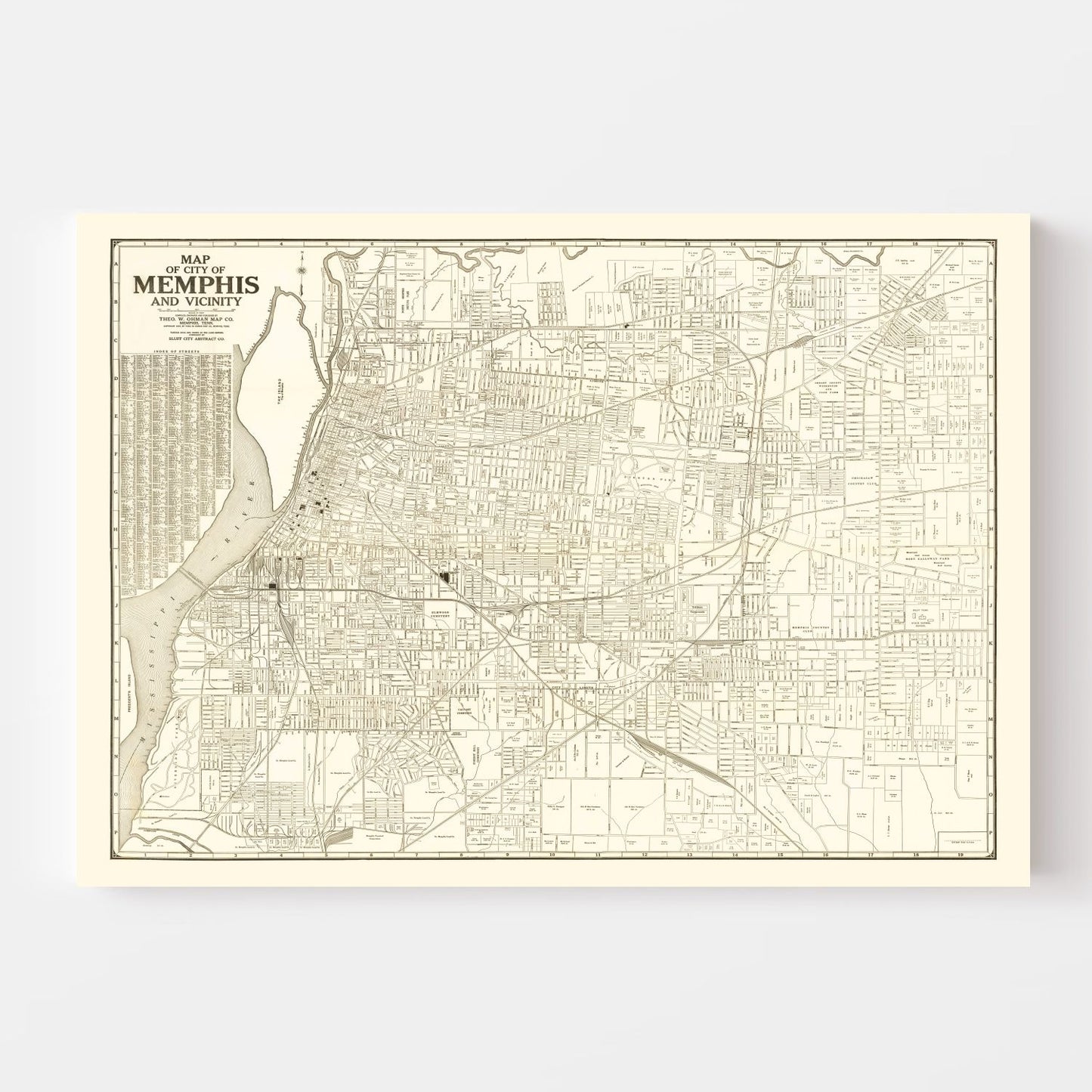 Vintage Map of Memphis, Tennessee 1925