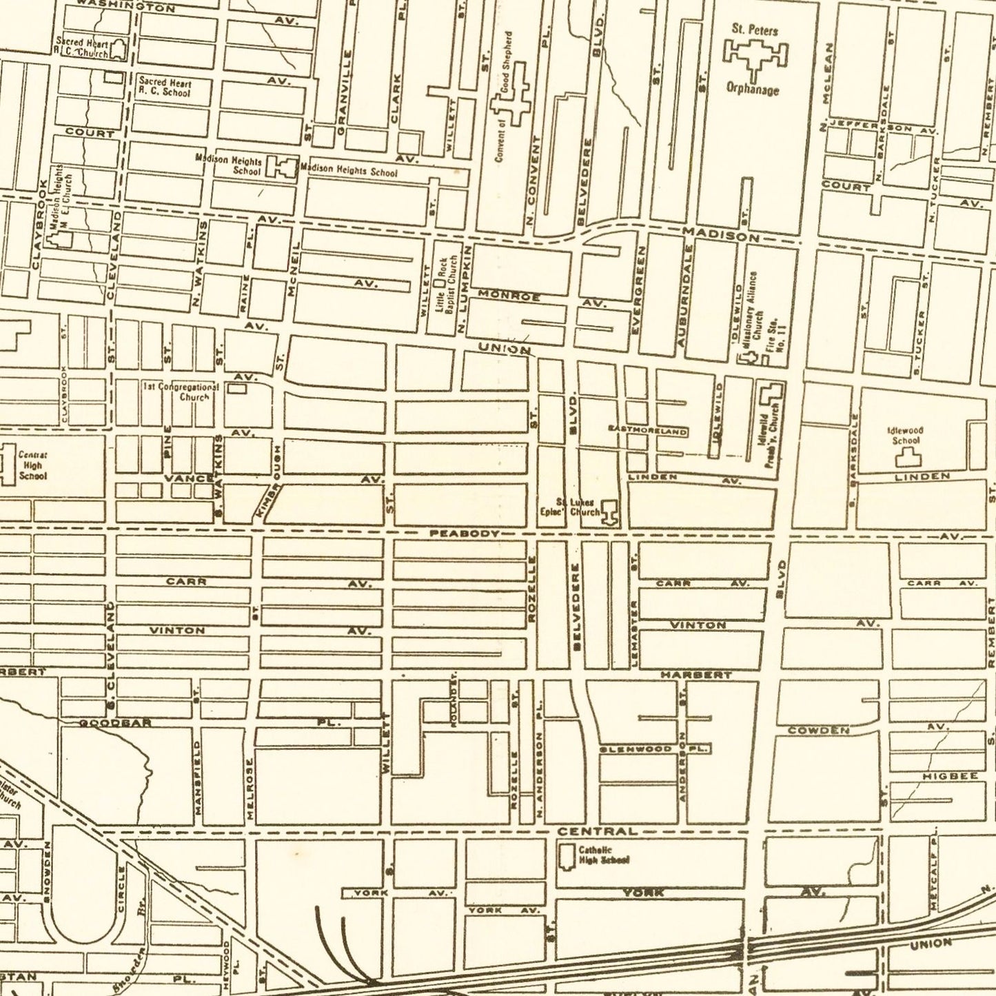 Vintage Map of Memphis, Tennessee 1925