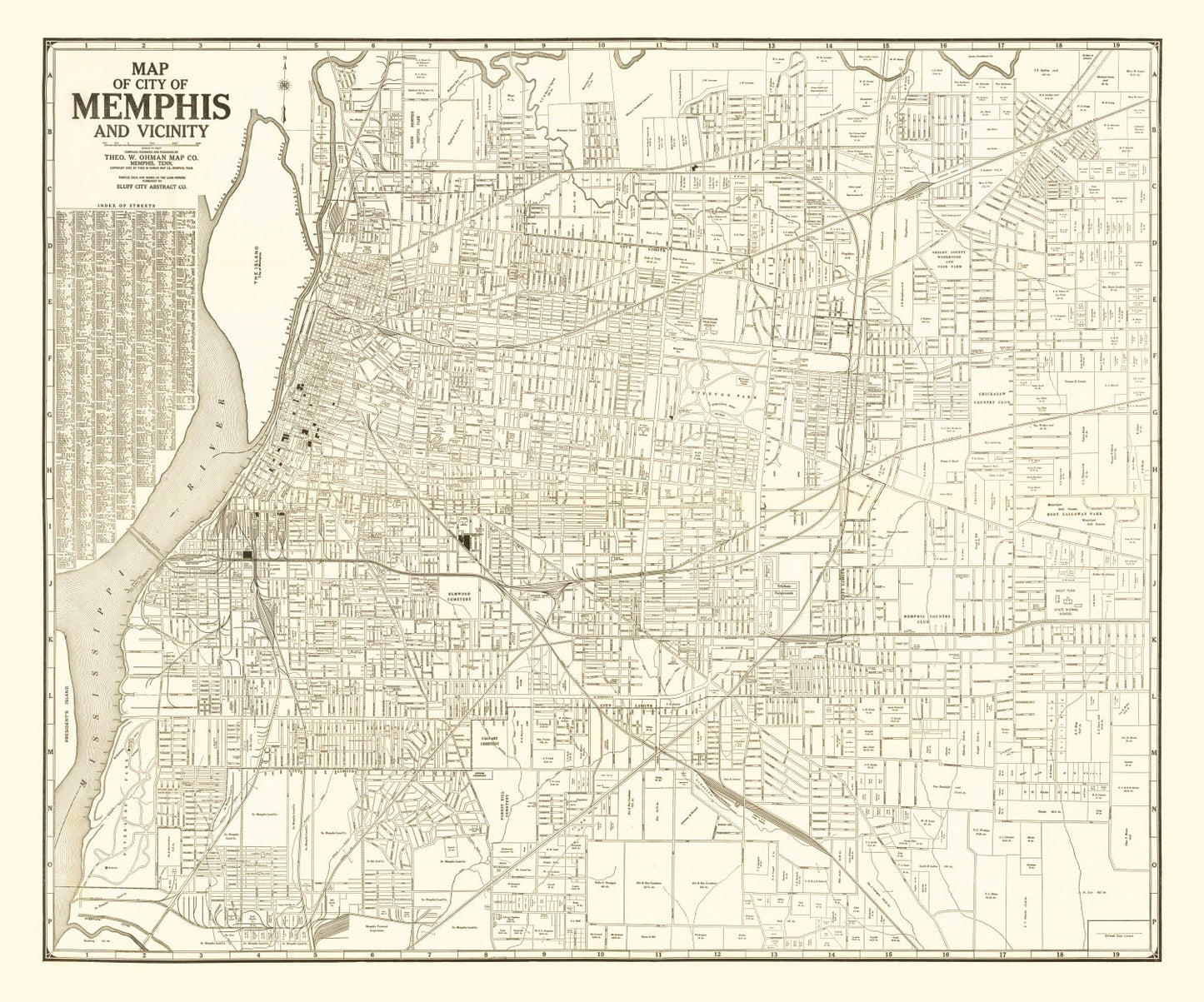 Vintage Map of Memphis, Tennessee 1925