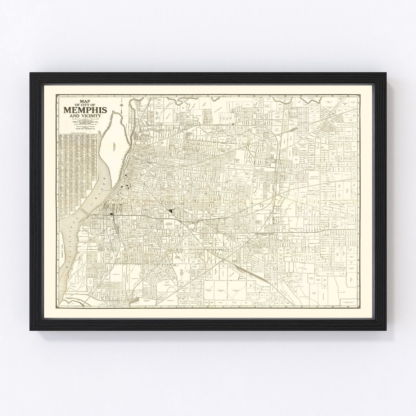 Vintage Map of Memphis, Tennessee 1925