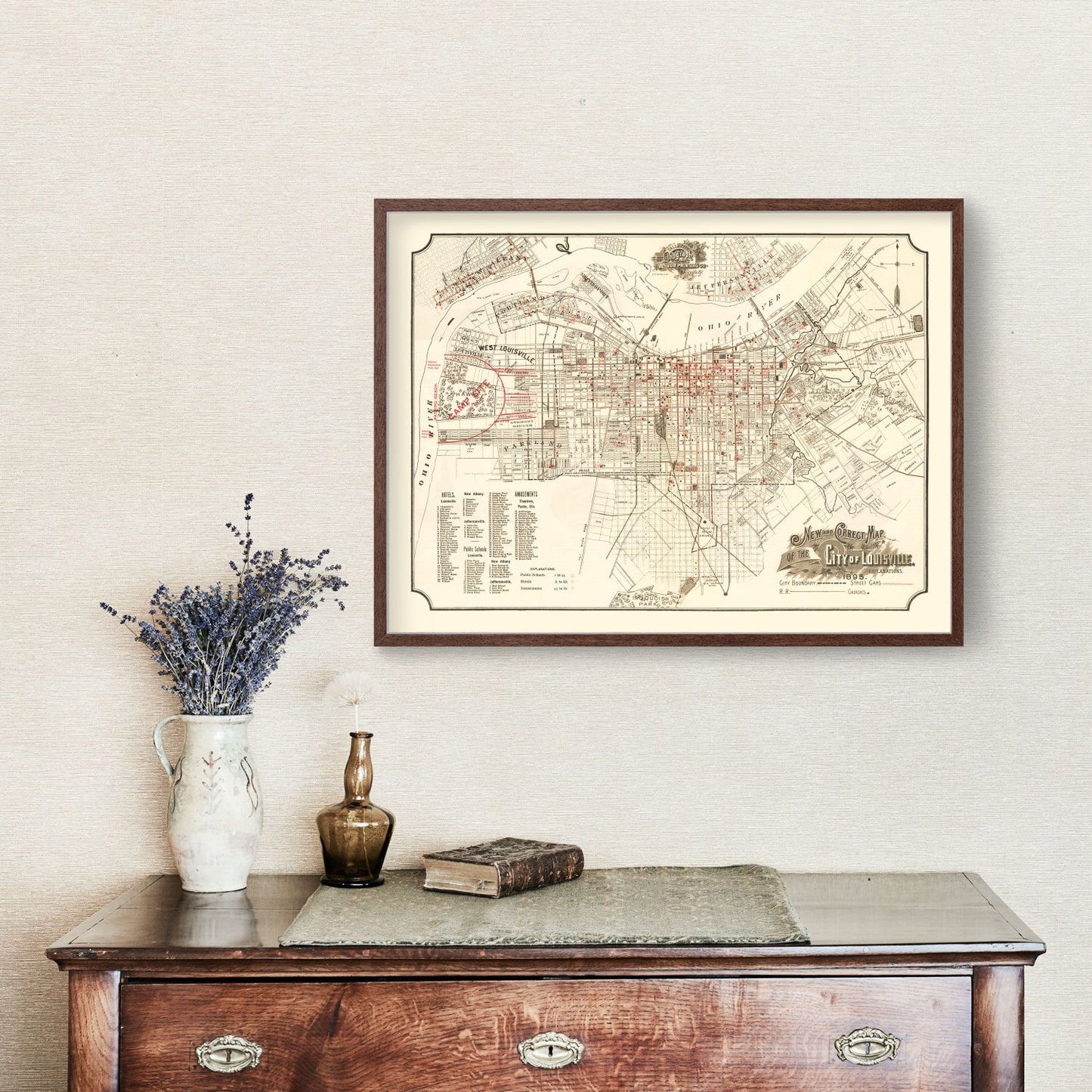 Vintage Map of Lousiville, Kentucky 1895