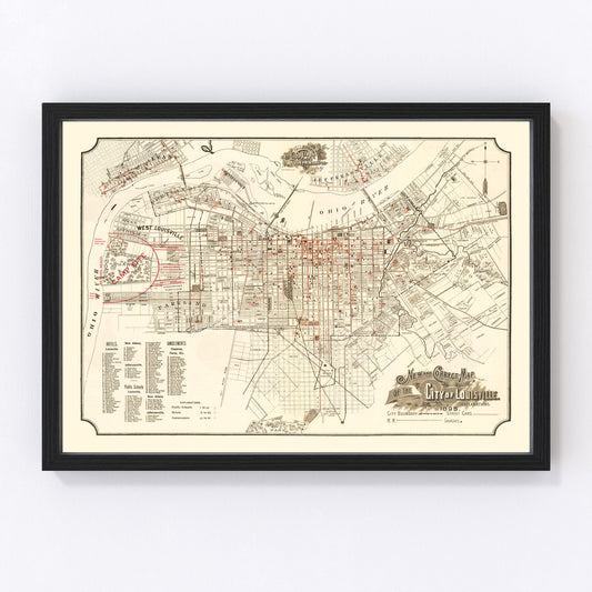 Vintage Map of Lousiville, Kentucky 1895