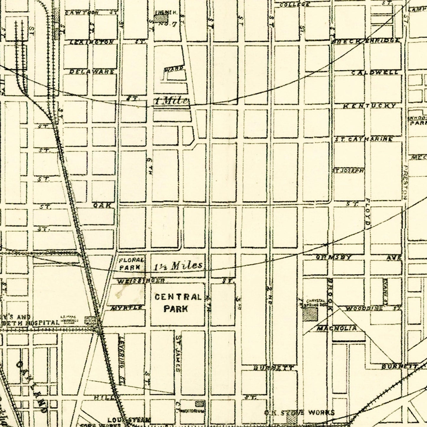 Vintage Map of Louisville, Kentucky 1893