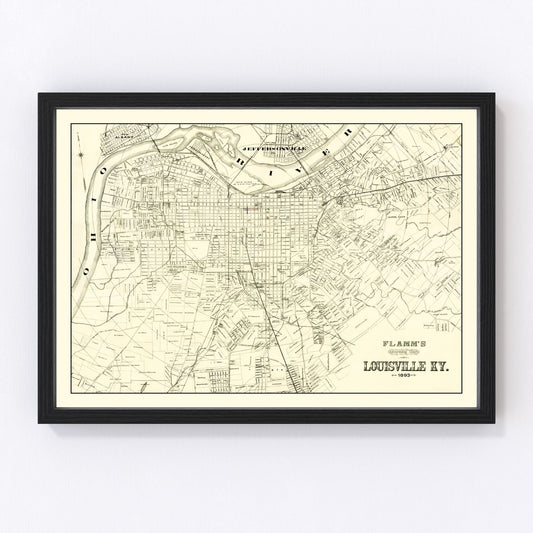 Vintage Map of Louisville, Kentucky 1893