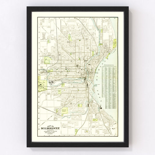 Vintage Map of Milwaukee, Wisconsin 1898