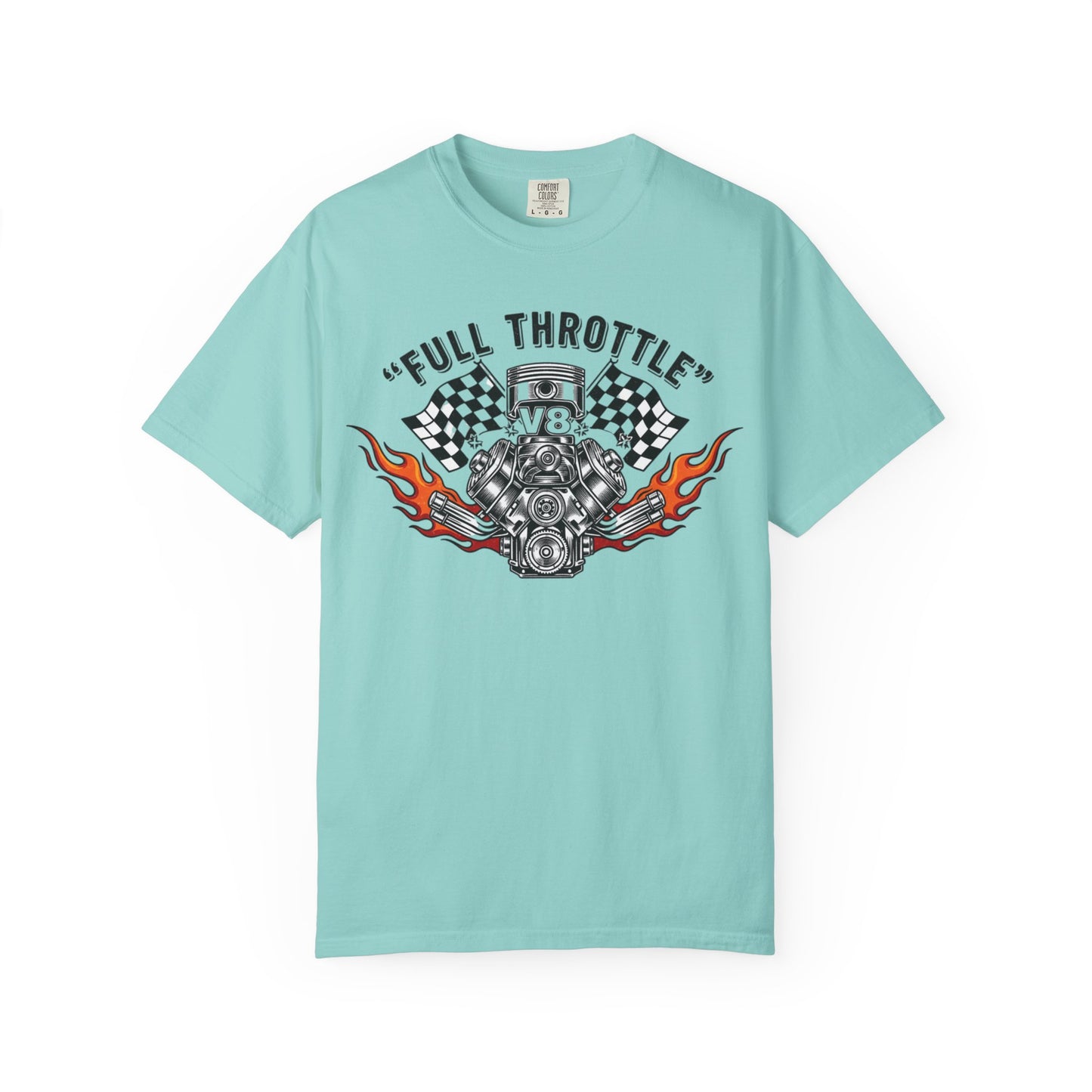 Full Throttle V8 Engine T-shirt | Racing Flags, Flames