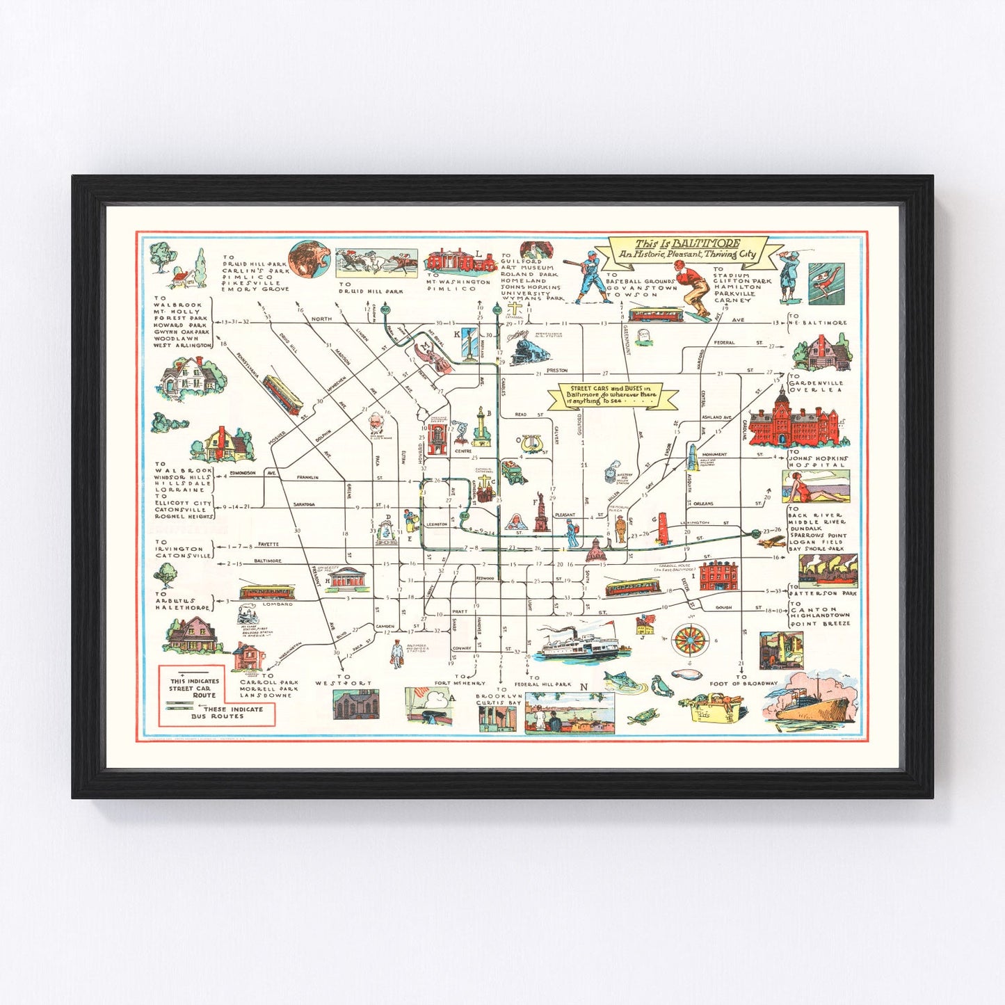Vintage Map of Baltimore, Maryland 1929