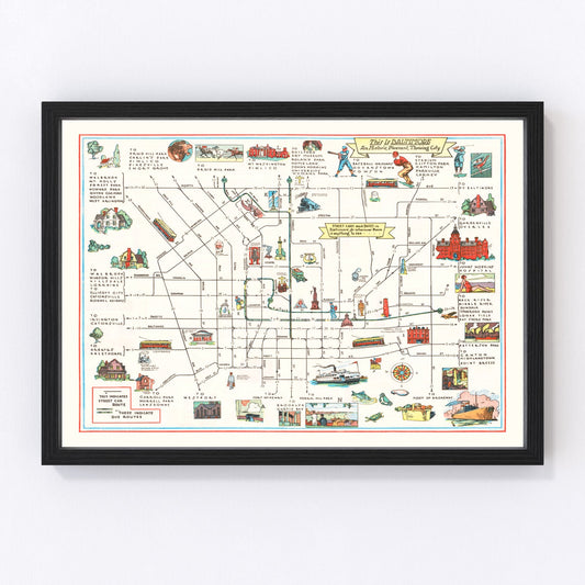 Vintage Map of Baltimore, Maryland 1929