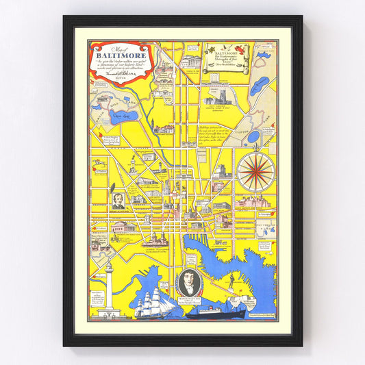 Vintage Map of Baltimore, Maryland 1935