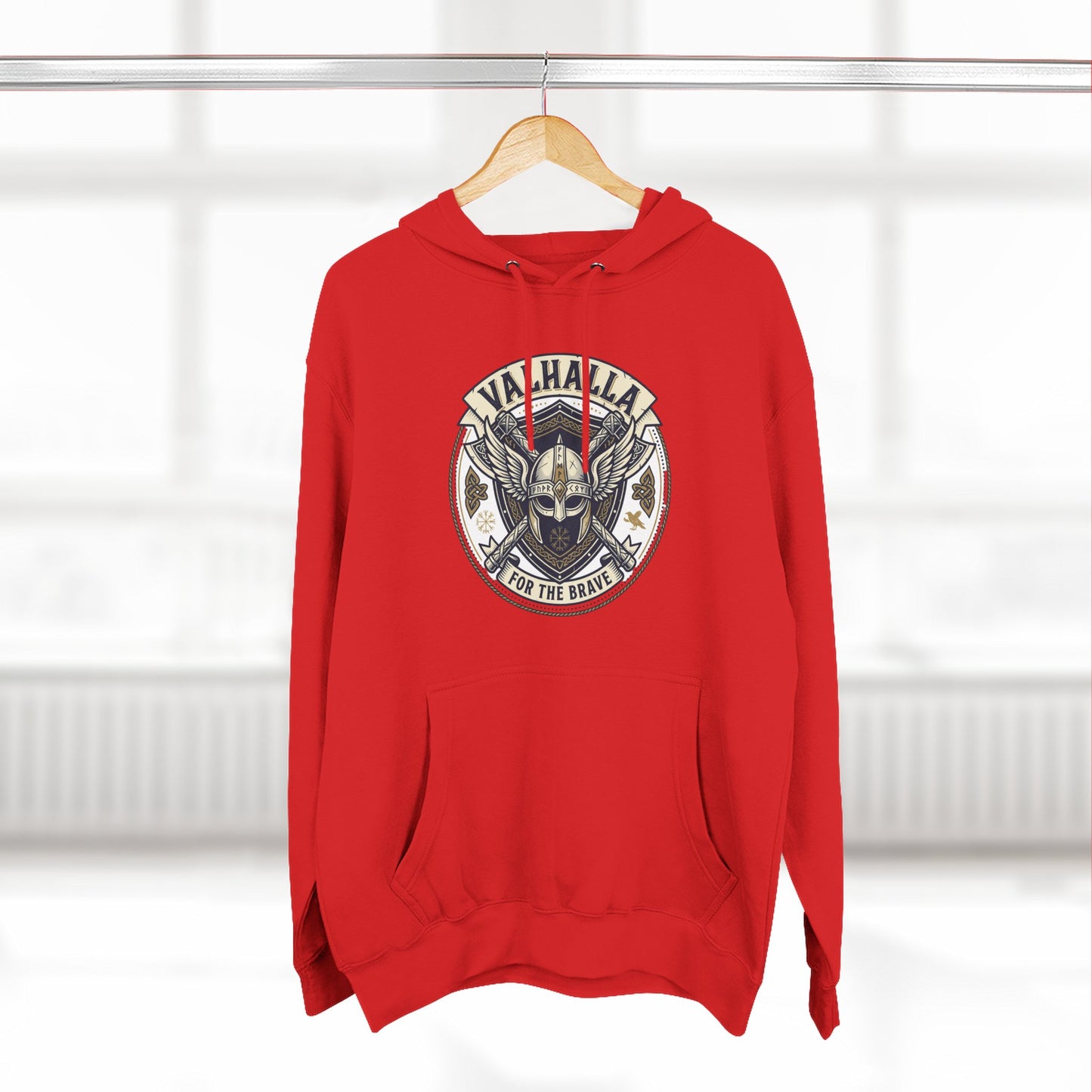Viking Valhalla Skull Hoodie – "For the Brave" Graphic Fleece Hoodie