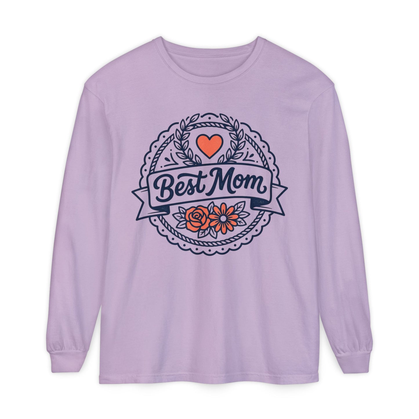 Best Mom Long Sleeve T-Shirt — Floral Heart Mother's Day Tee