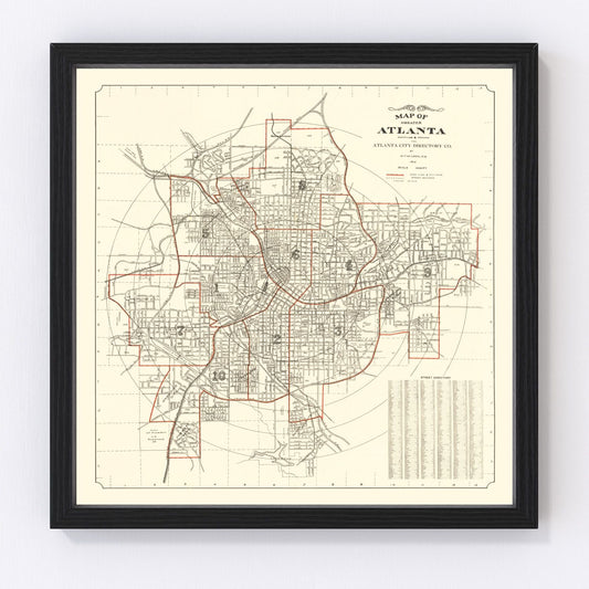 Vintage Map of Atlanta, Georgia 1912