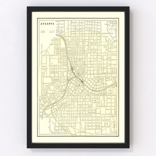 Vintage Map of Atlanta, Georgia 1892