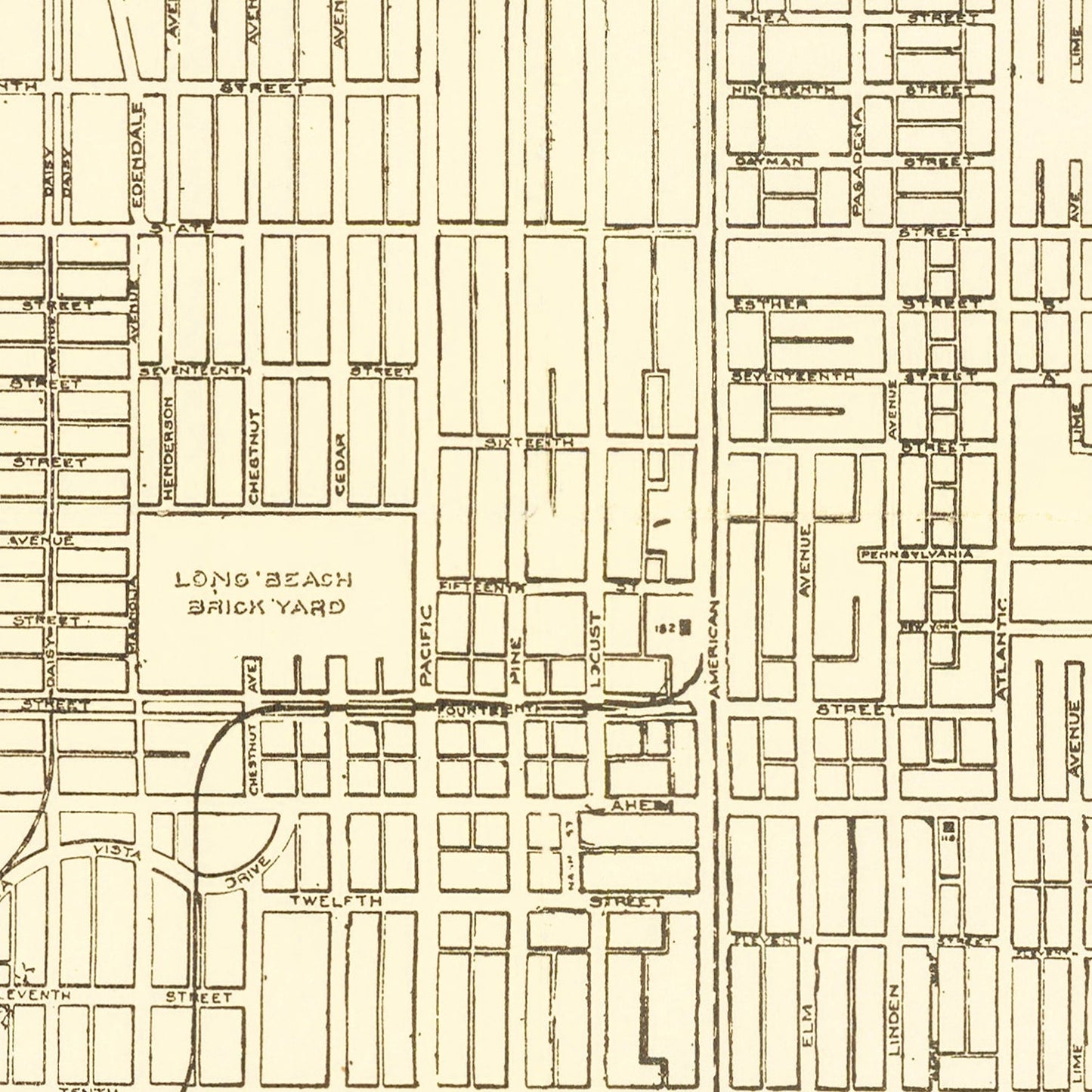 Vintage Map of Long Beach, California 1910